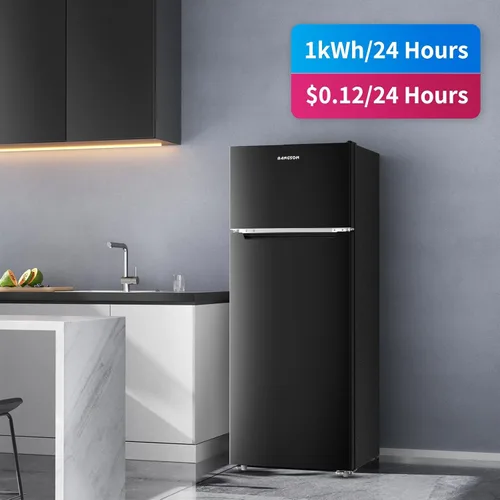 Vista 6 de BANGSON 7.7 Cu.Ft Refrigerator with Top Freezer Apartment Size Black Fridge for Small Spaces, Office, Energy Saving, Low Noise, Adjustable