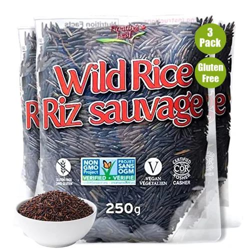 Vista 10 de 1 paquete de 8 onzas de arroz silvestre, todo natural, sin gluten, sin OMG, kosher y vegano puro de grano largo, alimento saludable para toda