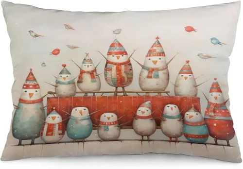 Vista 9 de Fundas de almohada de primavera con bonitos muñecos de nieve, fundas de almohada rústicas para vacaciones, funda de almohada tamaño Queen