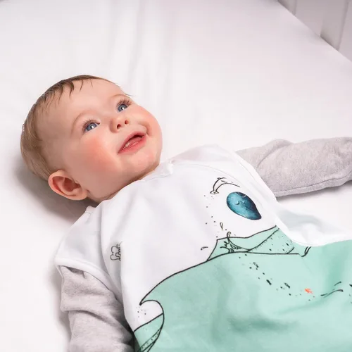 Vista 3 de JumpOff Jo - Saco de dormir para bebé de diseño prémium - Manta 100% algodón, fácil cambio de pañales, saco sin mangas para envolver - Sirena luz