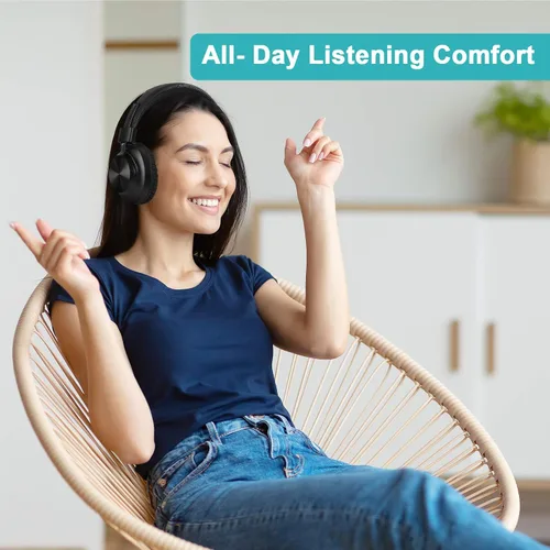 Vista 12 de Antetek - Auriculares inalámbricos Bluetooth 5.0 sobre la oreja de 30 horas de batería, radio FM, reproductor de MP3, micro SD/TF con controladores