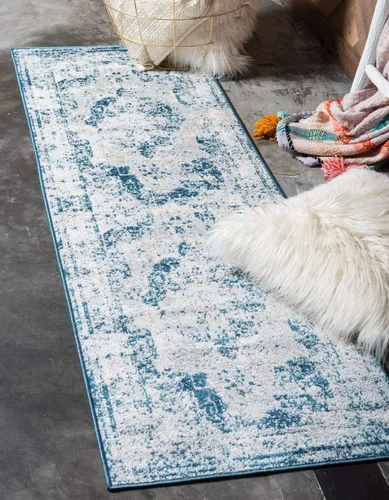 Vista 18 de Unique Loom, colección Sofía - Alfombra de la colección Salle Garnier (4' 1" x 6' 1", turquesa/azul, rectangular)