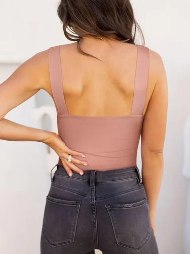Vista 33 de Reoria - Camiseta sin mangas sexy tipo body con escote cuadrado para mujer, ropa para discoteca