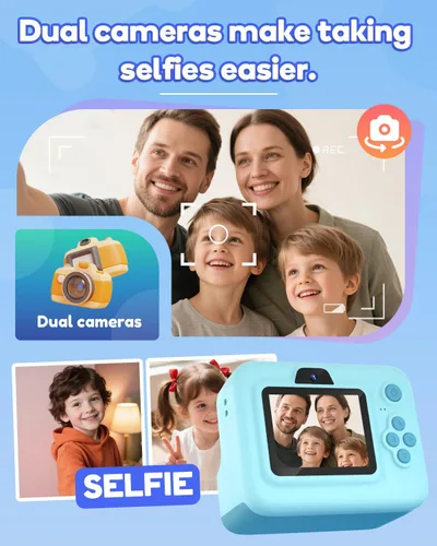 Vista 5 de Dylanto Cámara de niños con impresión instantánea, cámaras instantáneas de 1080P para niños que imprimen fotos, regalos de Navidad de cumpleaños