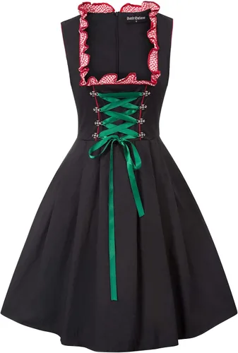 Vista 5 de Vestido de tirolesa alemán para mujer joven disfraz bávaro de Oktoberfest para carnavales de 3 piezas