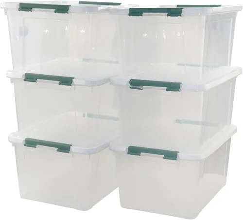 Vista 8 de Paquete de 6 cajas de plástico con asa, contenedor de almacenamiento