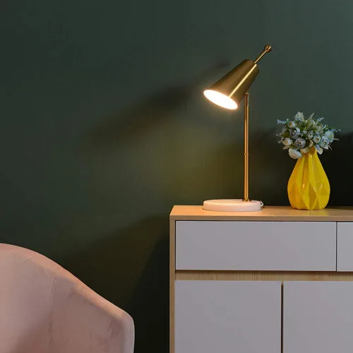 Vista 5 de Hsyile Lighting KU300234 Lámpara de mesa creativa para dormitorio y sala de estar, acabado de latón
