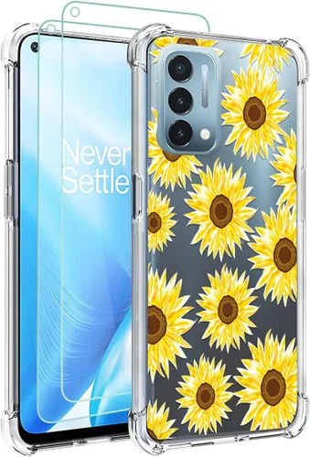 Vista 8 de Osophter Funda para Oneplus Nord N200 5G con protector de pantalla floral floral para niñas y mujeres, absorción de golpes flexible de goma TPU