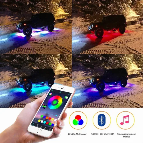 Vista 5 de Kits de luces LED RGB con control Bluetooth, impermeables, multicolor, luces LED de neón subterráneo, luces para camión, SUV, ATV, UTV, barco