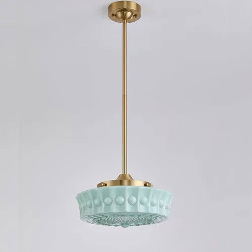 Vista 9 de Lámpara colgante de vidrio lechoso, 35.56 cm Candelabro moderno de mediados de siglo estilo escuela colgante, lámpara vintage para dormitorio