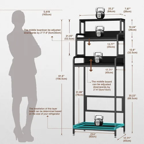 Vista 2 de COCOLUCKY - Estante de 4 niveles para mini nevera con almacenamiento, gabinete para mini nevera con almacenamiento, soporte para microondas, estante