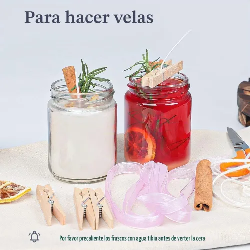 Vista 3 de Folinstall Tarros de vidrio pequeños de 8 onzas con tapas herméticas, 20 tarros de vela para hacer velas, fiesta de boda, tarros vacíos