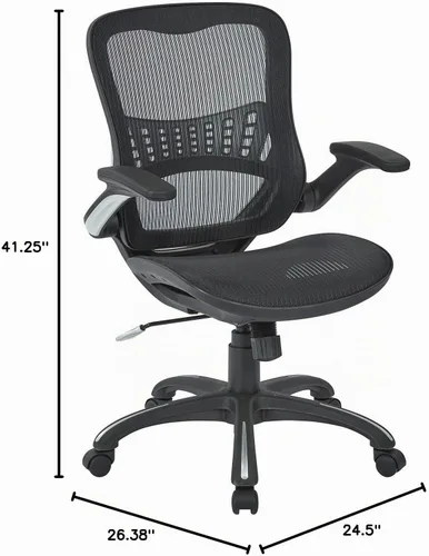 Vista 6 de Silla de invitados Space Seating con asiento acolchado de piel ecológica, respaldo transpirable en color negro, brazos fijos y soporte lumbar, Tela