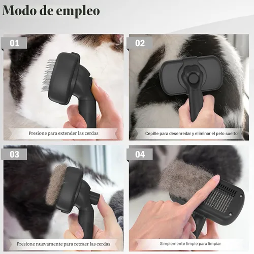 Vista 7 de Swihauk Cepillo Deslizante de Autolimpieza para Perros y Gatos - Cepillo de Desenredado y Aseo Amigable con la Piel para Mascotas con Pelo, Negro