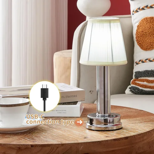 Vista 7 de SOL HOME AND GARDEN Lámpara de mesa LED con interruptor táctil USB estilo hongo de cristal, decoración de atmósfera, para dormitorio, sala de estar