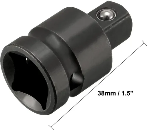 Vista 2 de uxcell Reductor de enchufe de impacto de 1/2" (hembra) x 3/8" (macho) para uso con llaves de impacto de aire, barras rompedoras, trinquetes, acero