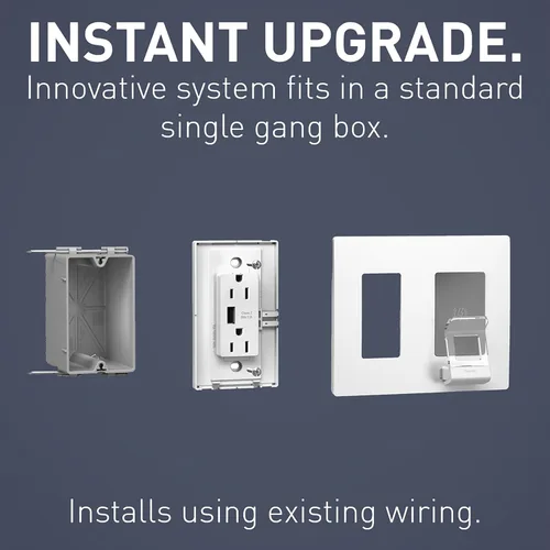 Vista 2 de Legrand Radiant - Cargador inalámbrico Qi de 15 amperios y salida USB tipo A, color blanco, 1 paquete Pass & Seymour 3.1A USB Outlet, Integrated