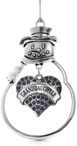 Vista 26 de Inspired Silver - Fuerza Aérea - Adorno de Navidad plateado - Adorno de árbol de Navidad con colgante de corazón azul con circonita cúbica