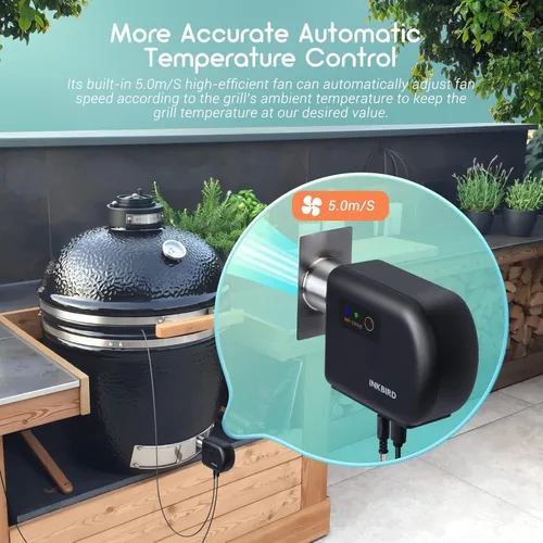 Vista 3 de INKBIRD Controlador de temperatura Wi-Fi y Bluetooth para barbacoa, termómetro automático para ventilador de ahumador, con 4 sondas para huevo