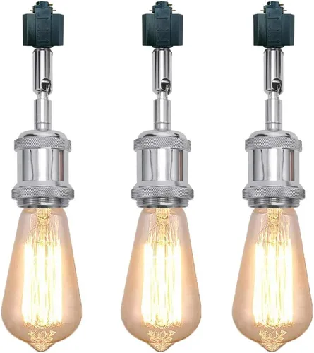 Vista 30 de Paquete de 1 unidad de diseño retro E26/E27 con base de título ajustable, ángulo de título rotado, sistema H, mini iluminación de cabeza de pista