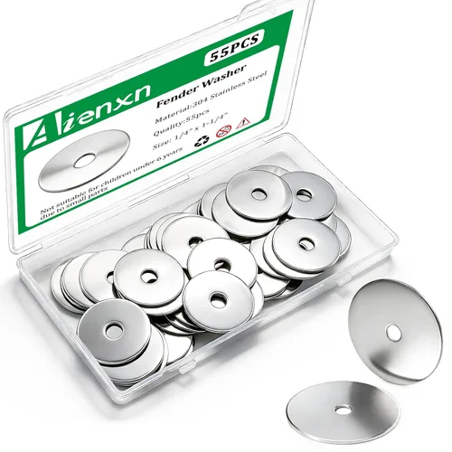 Vista 8 de Kit de surtido de 550 piezas de arandelas planas, 12 tamaños SAE - 1/2, 7/16, 3/8, 5/16, 1/4, 3/16, 12#, 10#, 8#, 6#, 4#, 2#, (18-8) arandelas de SS