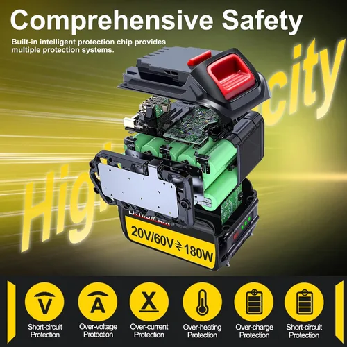 Vista 4 de EOTTK DCB609 Reemplazo para batería Dewalt de 20 V/60 V compatible con batería Dewalt Flexvolt 20V/60V