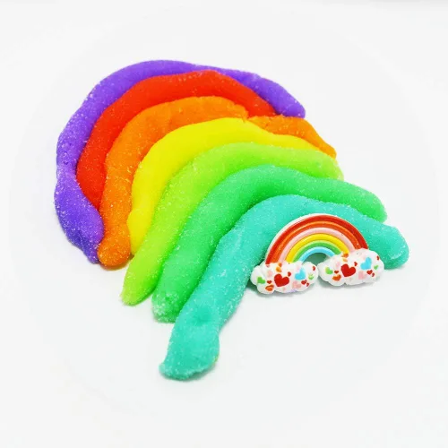 Vista 2 de ICHICHI Rainbow Cloud Slime, no pegajoso y súper suave, juguete para aliviar el estrés, surtido de 7