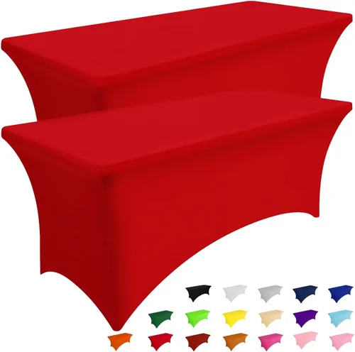 Vista 27 de Smiry Paquete de 2 Manteles de Spandex de 6 Pies, Manteles Elásticos Ajustables Extensibles, Lavables y Sin Arrugas, Cubierta Rectangular para Mesa