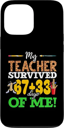 Vista 24 de My Teacher Survived 67+33 Days of Me Dab 100 Days of School Case for iPhone 17
