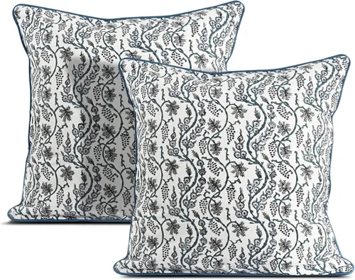 Vista 13 de Ridhi Juego de 2 fundas de almohada decorativas de 16 x 16 pulgadas con estampado de bloques de color azul aguamarina para sala de estar