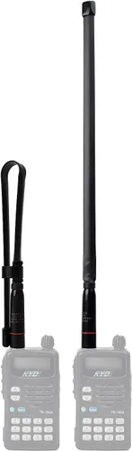 Vista 4 de TWAYRDIO Antena de radio SMA macho de doble banda 144/430MHz Antena táctica plegable de 15.3 pulgadas para Yaesu Wouxun TYT MD-380 Radio