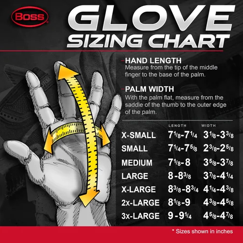 Vista 7 de Guantes de trabajo BOSS para hombre, de piel de ciervo de grano premium