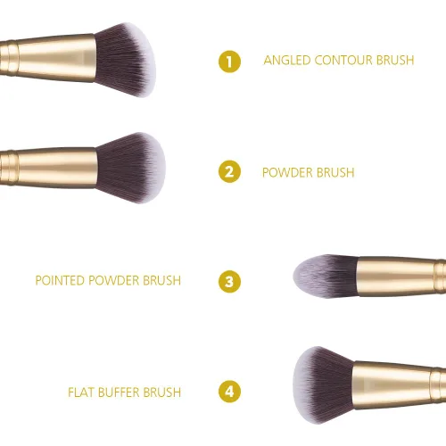 Vista 8 de DUcare Brochas de maquillaje profesionales con bolsa+Duo End Foundation Powder Buffer y pinceles de contorno