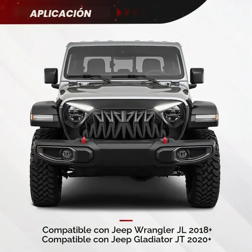 Vista 2 de Parrilla delantera compatible con Jeep Wrangler JL JLU Gladiator JT 2018