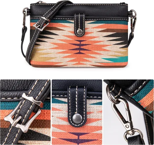 Vista 7 de Wrangler Aztec - Bolso de hombro abierto de lona con bolsa cruzada