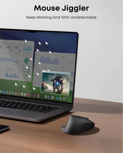 Vista 4 de Ratón ergonómico recargable con Jiggler, Bluetooth+2.4G inalámbrico+conexión con cable (3 en 1), máximo 4800 DPI, llave de fuego rápido, cable