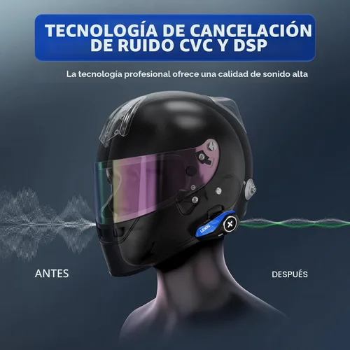 Vista 5 de LEXIN G2P Auriculares Bluetooth para Casco de Motocicleta, Sistemas de Comunicación de Intercomunicación en Grupo, Radio FM/ 6 Negro 1