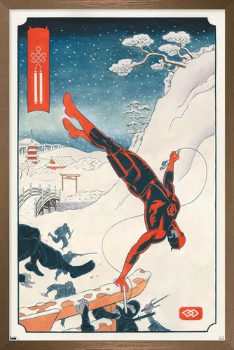 Vista 16 de Trends International Marvel Comics Daredevil - Póster de pared ninja, 22.4 pulgadas de largo x 14.7 pulgadas, versión enmarcada en madera de granero