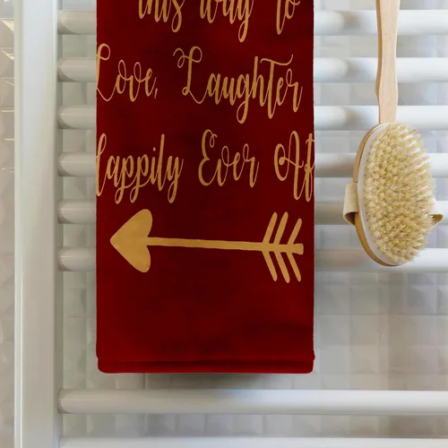 Vista 2 de 3dRose This Way to Love Laughter and Happily Ever After Quote 15x22 Hand Towel