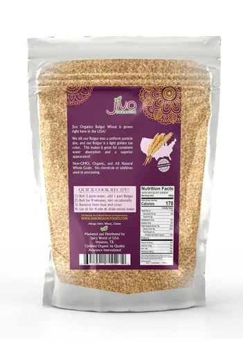 Vista 9 de Trigo Bulgur orgánico grueso #3 de 2 libras, sin OMG, cultivado en Estados Unidos, bayas de trigo 100% naturales, bolsa resellable por Jiva Organics