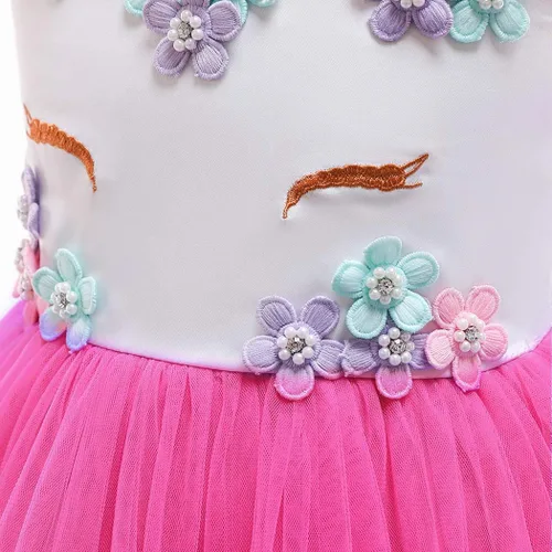 Vista 5 de COTRIO Unicorn Costume Fancy Dress Up Flower Girls Dresses Pageant Party Evening Gowns Halloween Tutu Dress