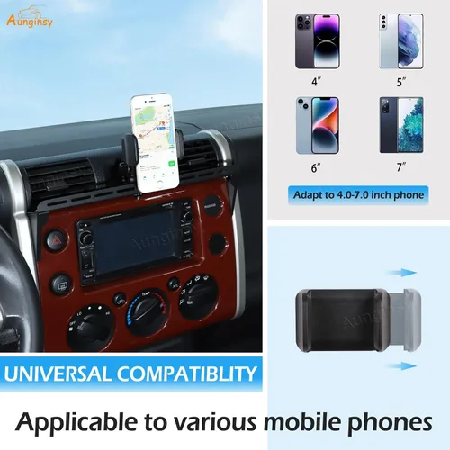 Vista 5 de Soporte para teléfono de automóvil compatible con Toyota FJ Cruiser 2007-2021+, soporte para panel de instrumentos, soporte para teléfono celular
