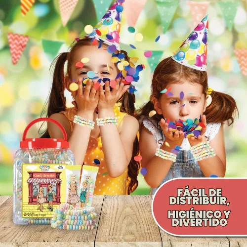 Vista 7 de 50 pulseras de dulces envueltas individualmente, recuerdos de fiesta