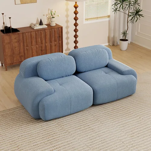 Vista 112 de Sofás seccional modular de 80" sin huesos modernos para sala de estar, juego de sofás comprimidos de 2 plazas con asiento profundo, sin necesidad