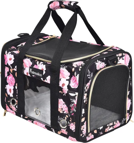 Vista 10 de Petmolico Transportador para gatos Bolsa de mascotas de lados suaves para gatos pequeños y medianos, cachorros, 16 libras, transportador de viaje