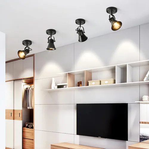 Vista 5 de Luz de Riel Moderna Iluminación de Punto de Techo Interior, Luz de Acento Ajustable de Montaje en Pared, para Dormitorio Sala de Estar Pasillo