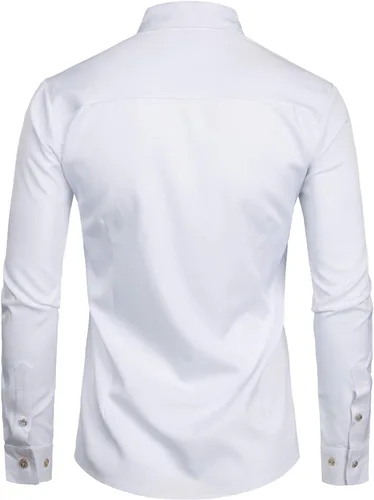 Vista 2 de Zeroyaa - Camisas de esmoquin de manga larga para hombre, calce ajustado