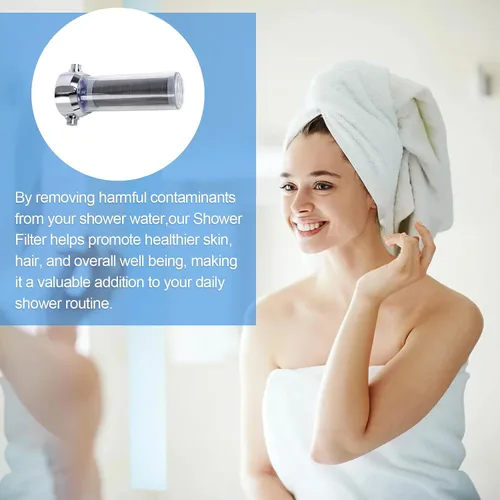 Vista 5 de Filtro de agua para ducha, filtro de ducha para agua dura con cartucho de carbón activado, elimina el cloro, metales pesados y más, sistema