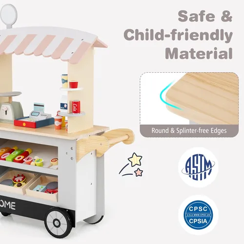 Vista 5 de Costzon Juego de tienda de comestibles para niños, juego de soporte de mercado de simulación para niños pequeños con juguete de juego de 30 piezas