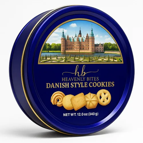 Vista 10 de Heavenly Bites Galletas de mantequilla estilo danés en lata de metal, 12 onzas